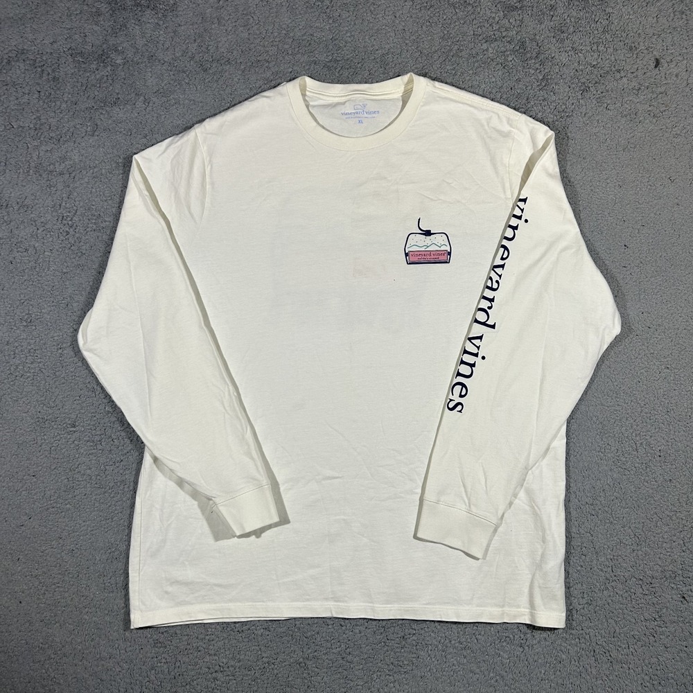Vineyard Vines Shirt Men's XL White Long Sleeve Ski Lift Logo Box #2523